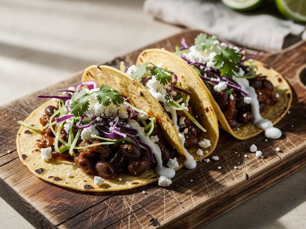 Black Bean Tacos with Lime Crema