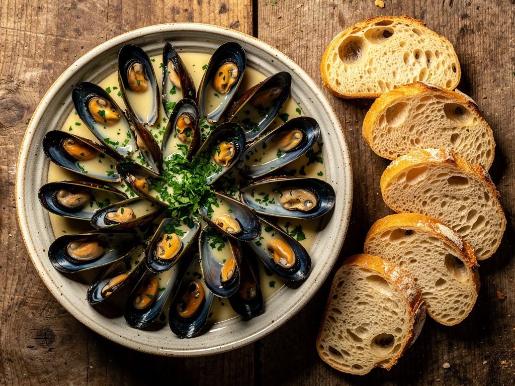 Garlic White Wine Steamed Mussels