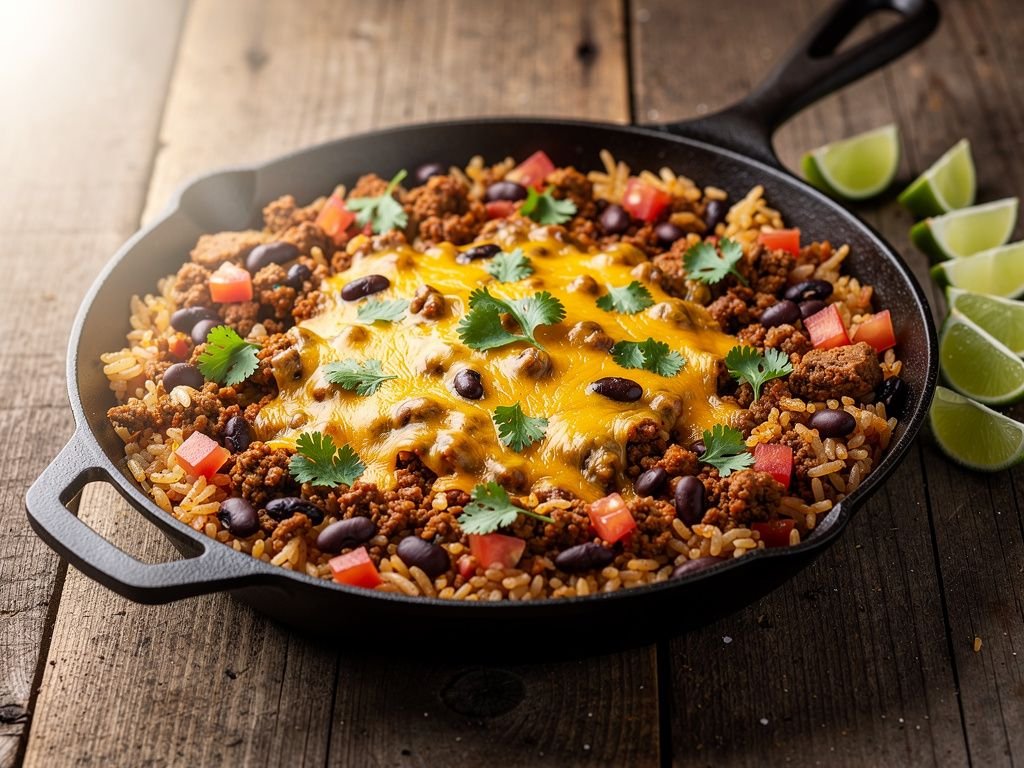 One-Skillet Taco Rice with Ground Beef